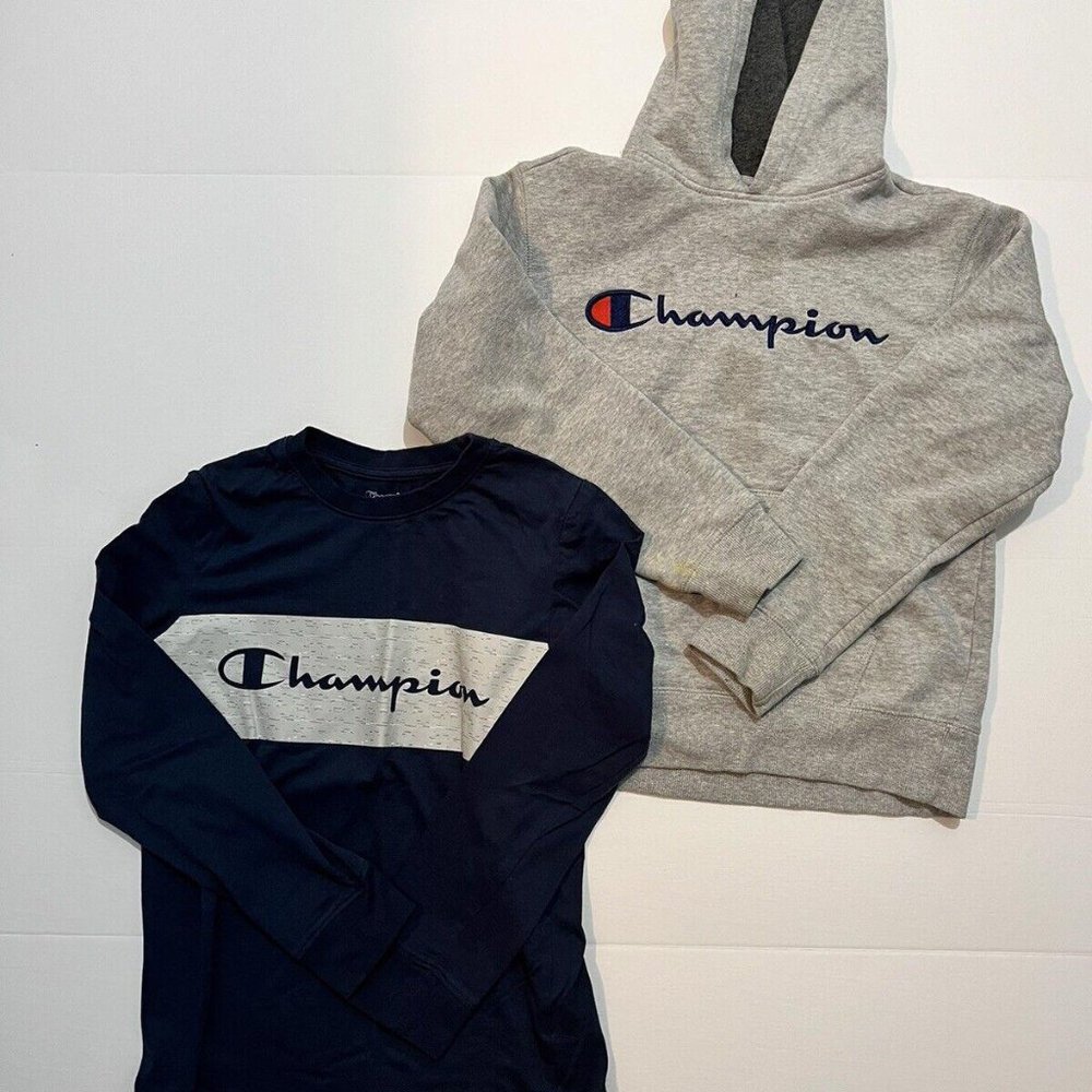 Lot Of 2 Boys Champion Hoodie And Long Sleeve Size Medium